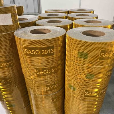 Good price Metallized SASO 2913 Conspicuity Marking Yellow Reflective Tape for Saudi Arabia with Aluminum Coating online