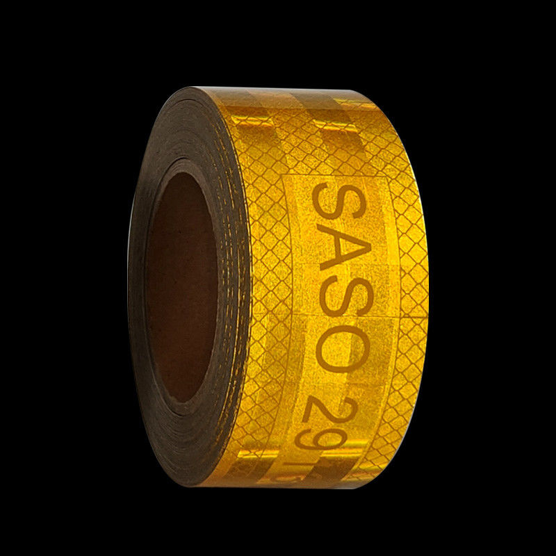 Saudi Arabic Market Custom Pet Metalized 50mm Conspicuous Hi Vis Yellow Saso 2913 Reflective Tape For Vehicles Trucks Safety