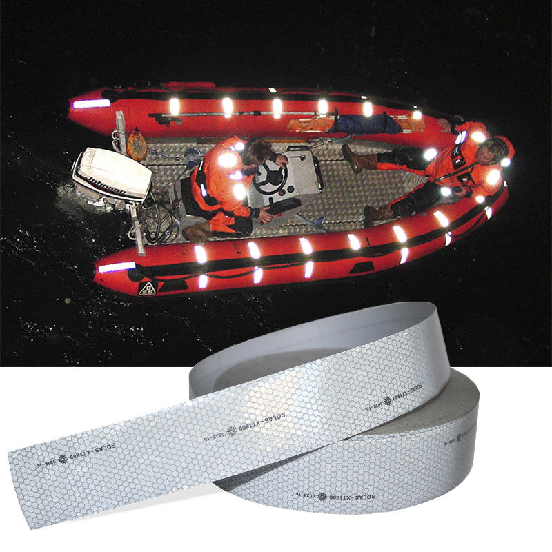 Silver SOLAS Reflective Tape Marine Safety Warning Tape 2in X 75ft For Maritime Equipment
