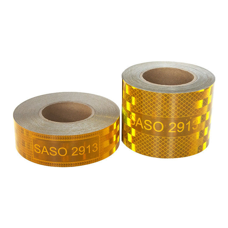 Yellow SASO 2913 Metallized Self Adhesive Prismatic Reflective Tape For Middle East Market