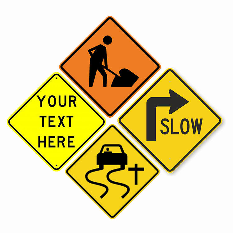 24 In*24 In Orange Reflective Traffic Signs Construction Work Ahead Signage
