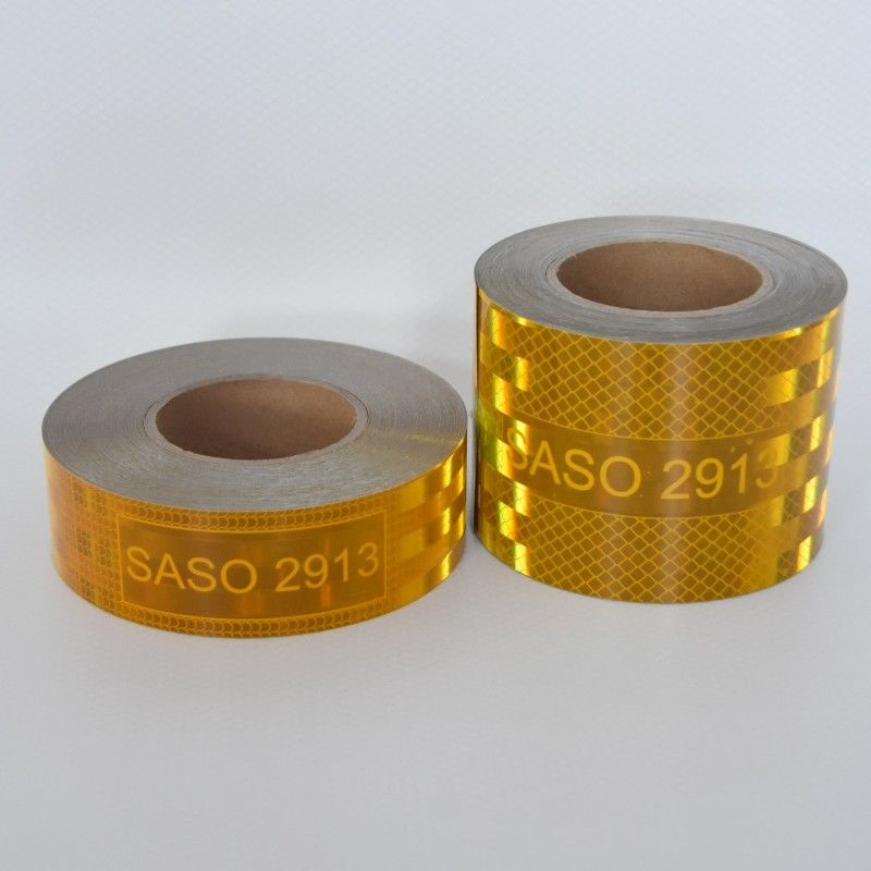 LU SASO 2913 Saudi Arabia Retro Reflective Sticker Conspicuity Tape 5cm 7.5 cm 10 cm Yellow Metallized Acrylic Reflective Tape for Traffic Safety