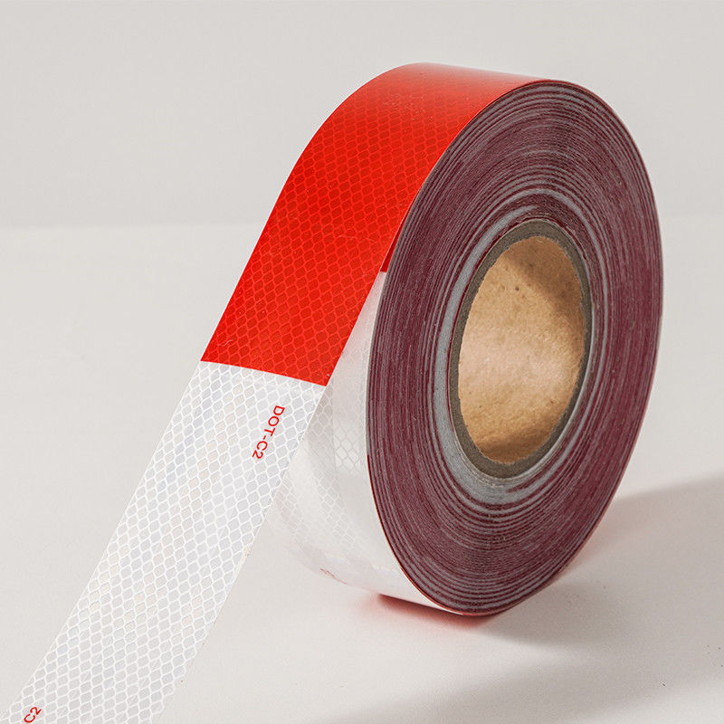 50mm 2 Inch White Red Adhesive DOT C2 Reflective Safety Tape Stickers on Truck for Vehicles