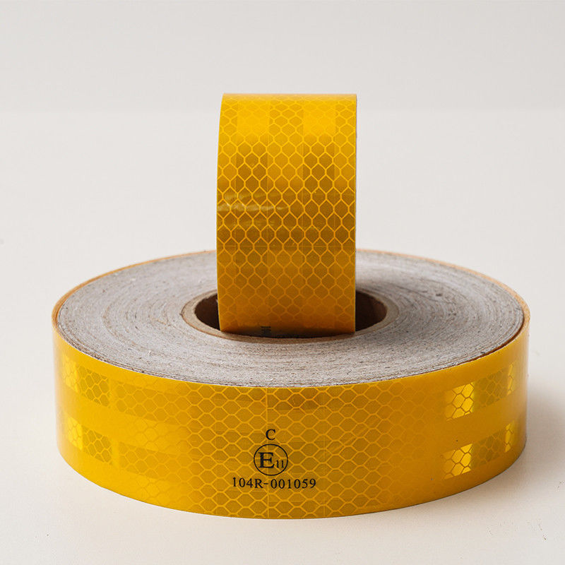 Yellow Conspicuity ECE 104r Reflective Tape Film Sheeting Vinyl Stripe Sticker Marker in Roll with Adhesive for Truck Car