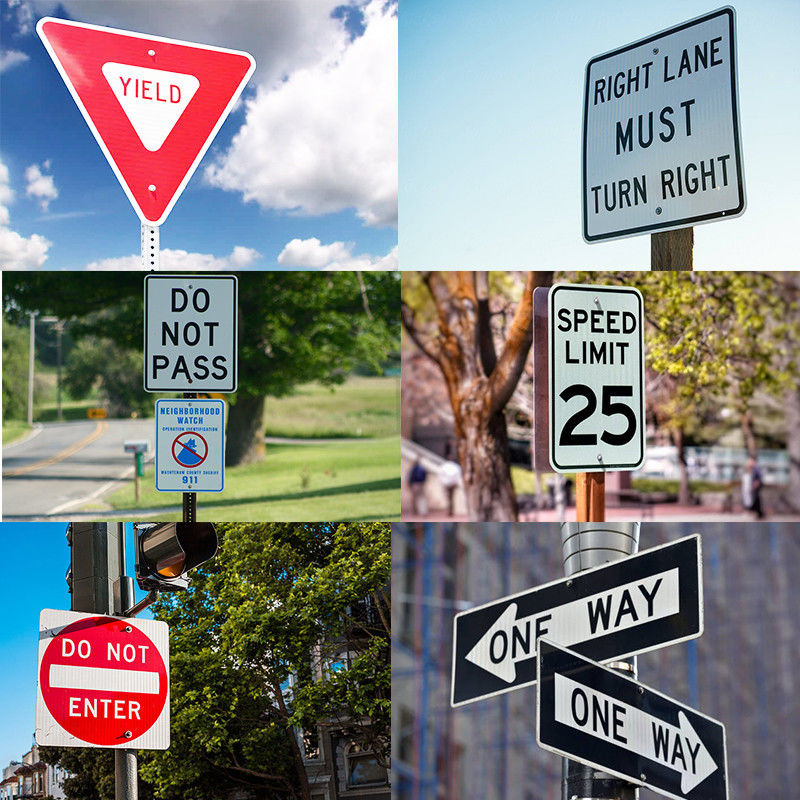 Custom Mandatory Regulatory Road Signs Retro Reflective Traffic Signs White Black Red