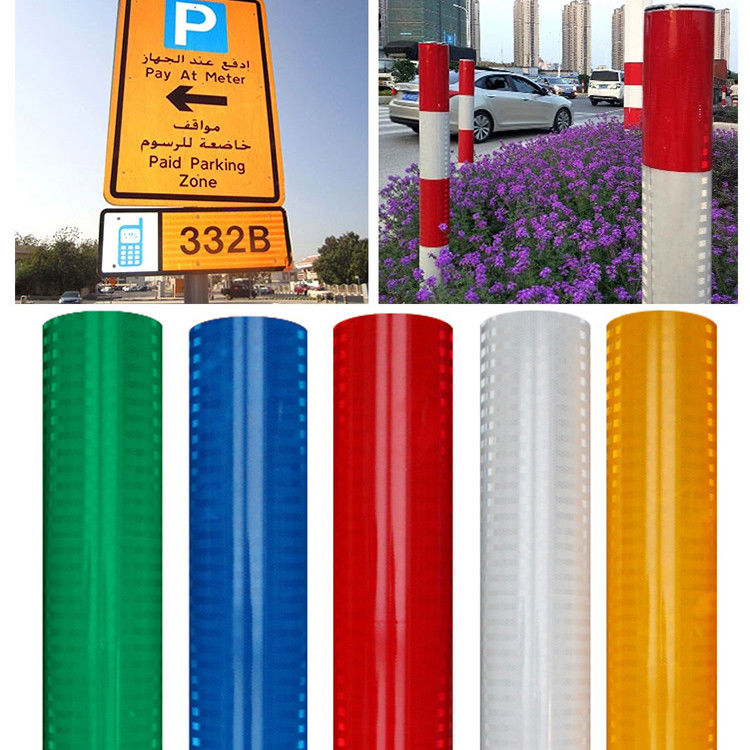Outdoor High Visible Reflect LU Sheeting PET Self Adhesive Reflective For Traffic Safety Facilities