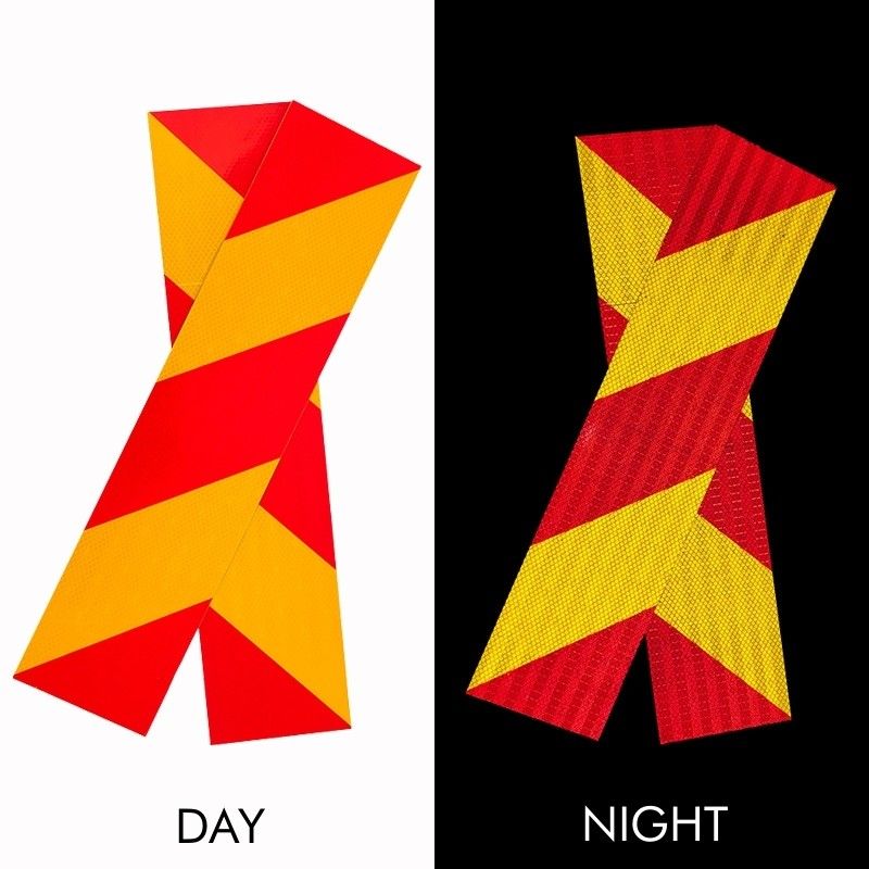 Yellow and Red Striped Aluminum Reflector Reflective Chevron Sticker For Heavy Truck