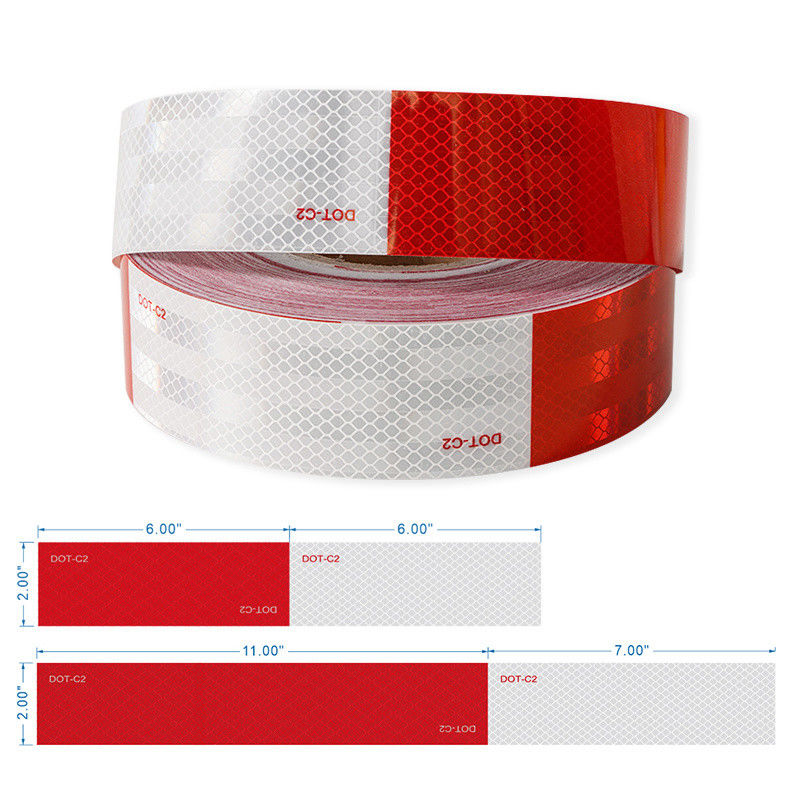 DOT-C2 Waterproof Red And White Reflective Sticker Tape For Outdoor Trucks
