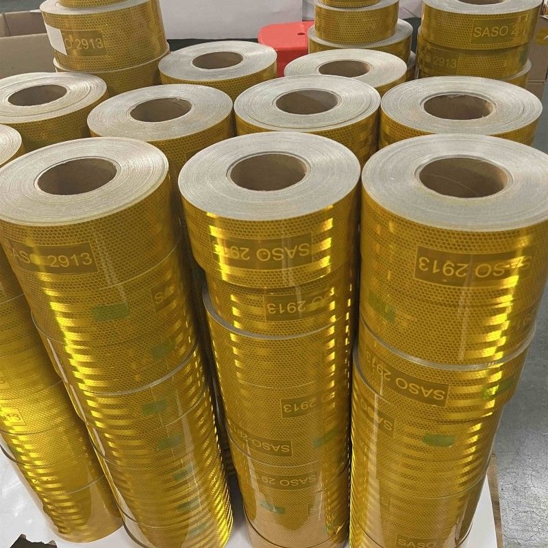 5cm 7.5 cm 10 cm Yellow Metallized Acrylic SASO 2913 Conspicuity Reflective Tape