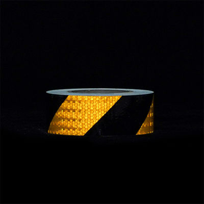 Good price OEM Yellow Black Vinyl Reflective Warning Tape Stripe For Tempory Work Zone online