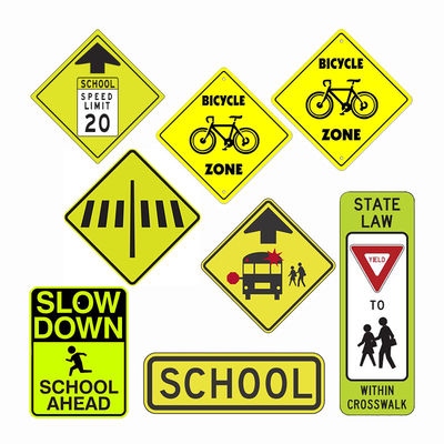 Good price Pedestrian Bicycle Crossing Ahead School Zone Retro Reflective Safety Signs 1mm/2mm/3mm online