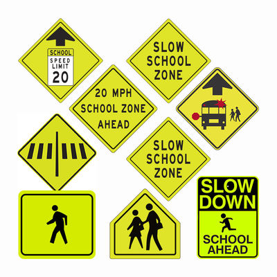 Good price Fluorescent Reflective Pedestrian Crossing Ahead Warning Symbol Sign for school zones online