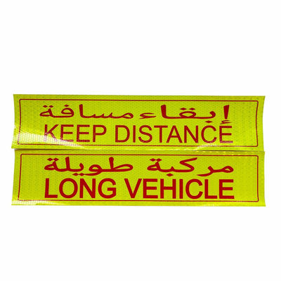 Good price Printable Fuel Fire Fighting Keep Distance Long Vehicle Arabic Reflective Stickers For Warning Safety online