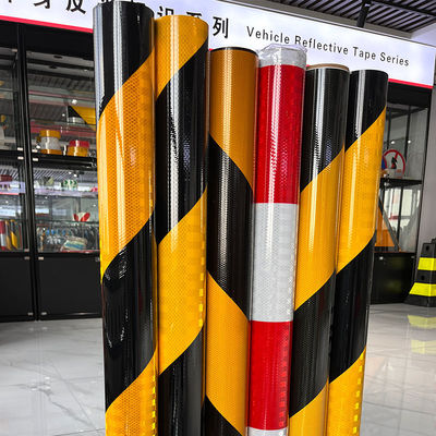 Good price Customized Yellow And Black Striped Prismatic Reflective Sheeting For Road Safety Warning online